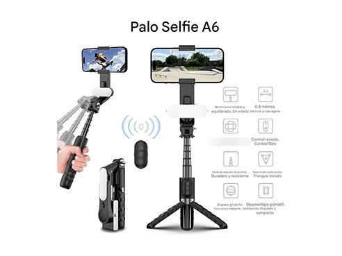 Estabilizador Gimbal Luz Tripode Extensible Automatico Bt Negro