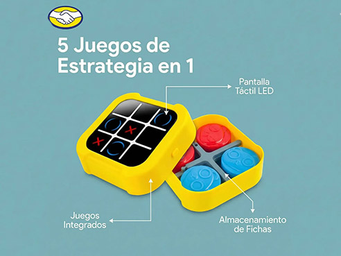 Juego Tateti Electrónico 5 En 1 Led Pantalla + Tablero Con Fichas