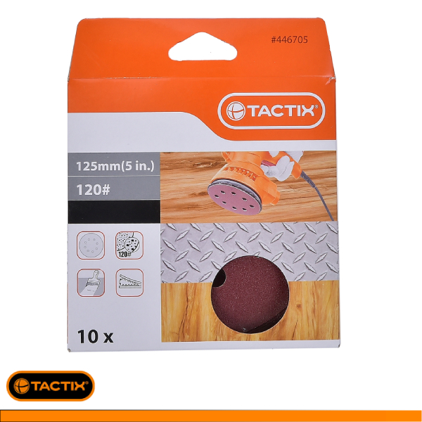 446705-Juego 10 Discos de Lijado con Velcro de 125 MM (5 Pulg) 120#